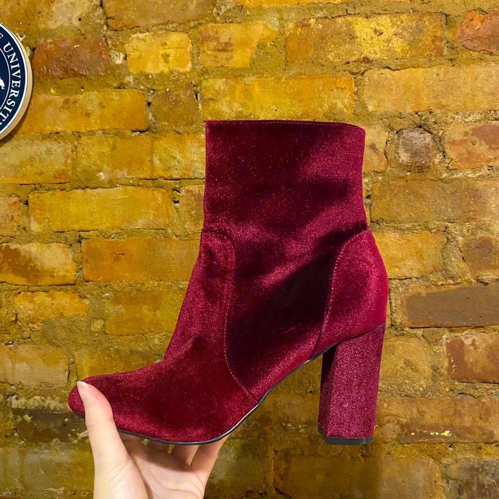 Madden girl velour burgundy booties